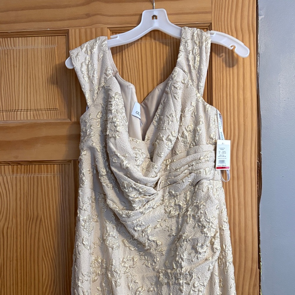 Oleg Cassini Textured Cream Midi Dress